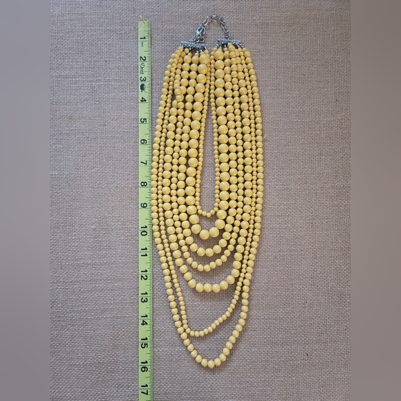 Yellow beaded statement necklace - Picture 2 of 5
